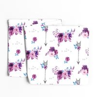 purple watercolor florals and arrows