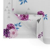 purple watercolor florals and arrows
