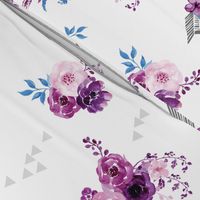 purple watercolor florals and arrows
