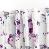 purple watercolor florals and arrows