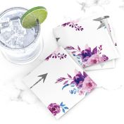 purple watercolor florals and arrows