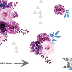 purple watercolor florals and arrows