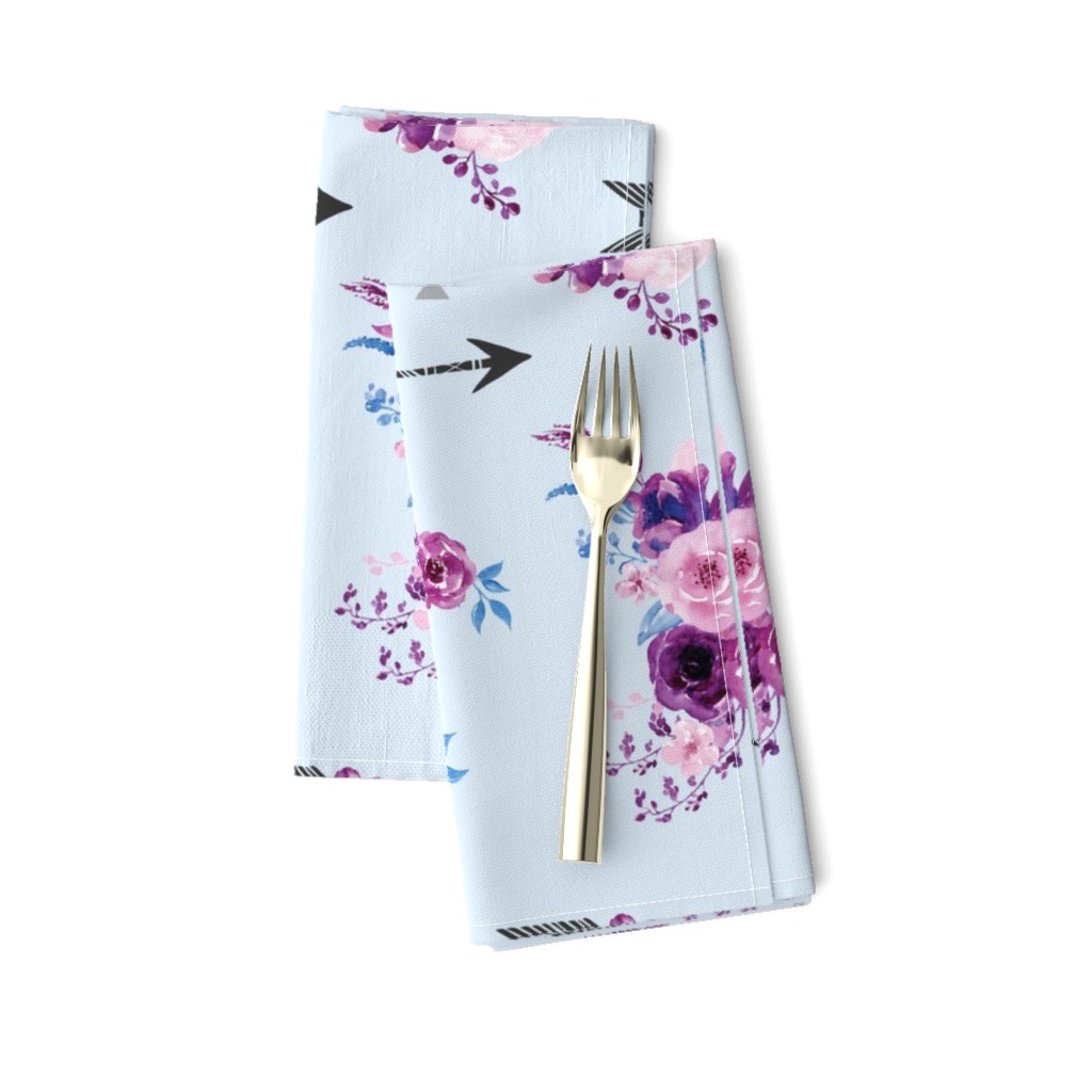 purple and blue watercolor florals and arrows