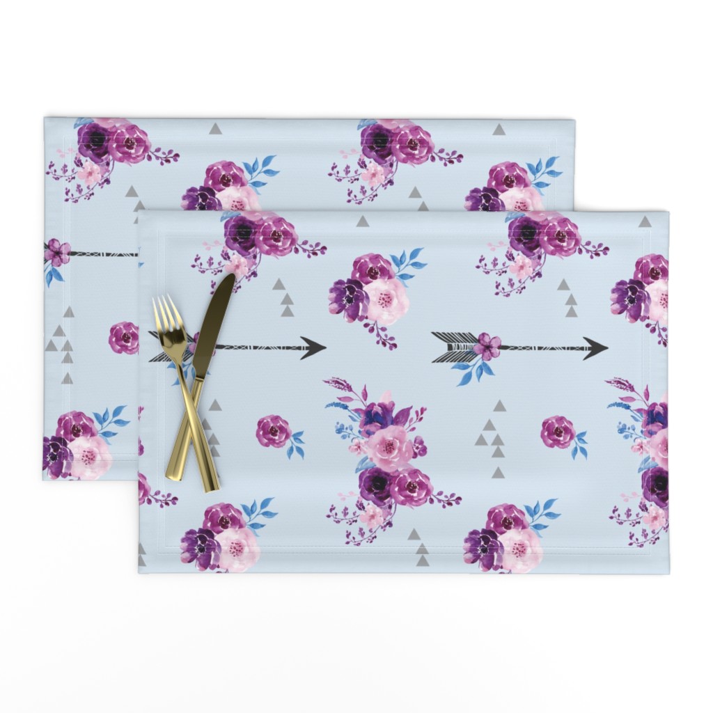 purple and blue watercolor florals and arrows