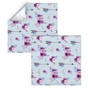 purple and blue watercolor florals and arrows