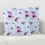 purple and blue watercolor florals and arrows