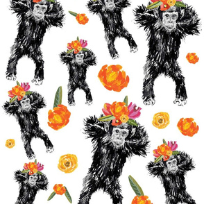 Chimpanzee and flowers