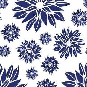 Daisy Flowers White & Blue Medium