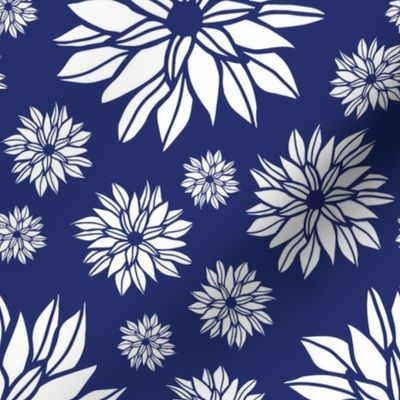 Daisy Flowers Blue & White Medium
