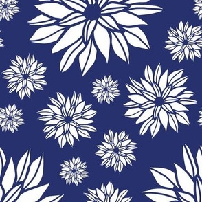 Daisy Flowers Blue & White Medium