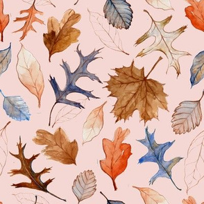 Fall Watercolor Leaves - nude pink