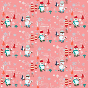 snowman winter land pink