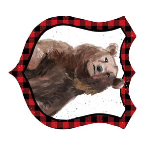 Bear in Plaid - 90 degrees - Red