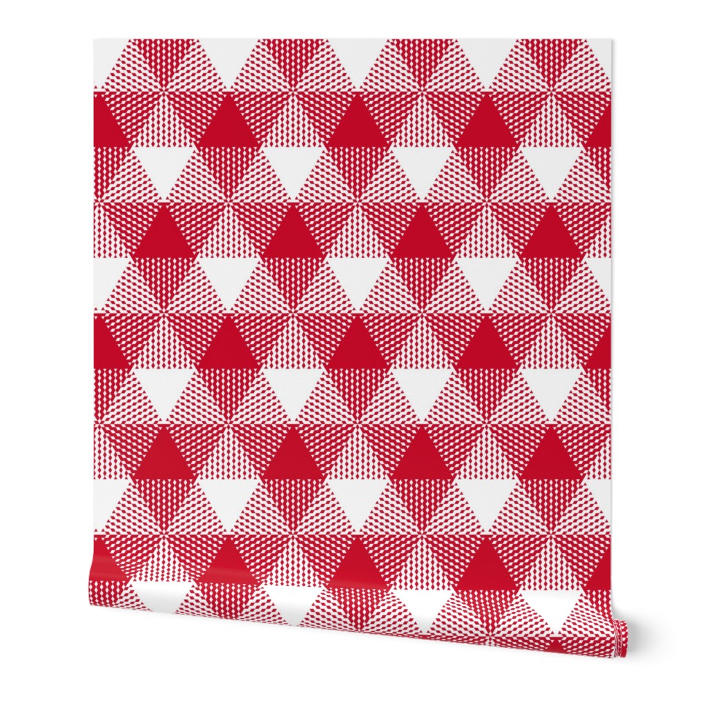 Christmas tree triangle plaid - Christmascolors red and white