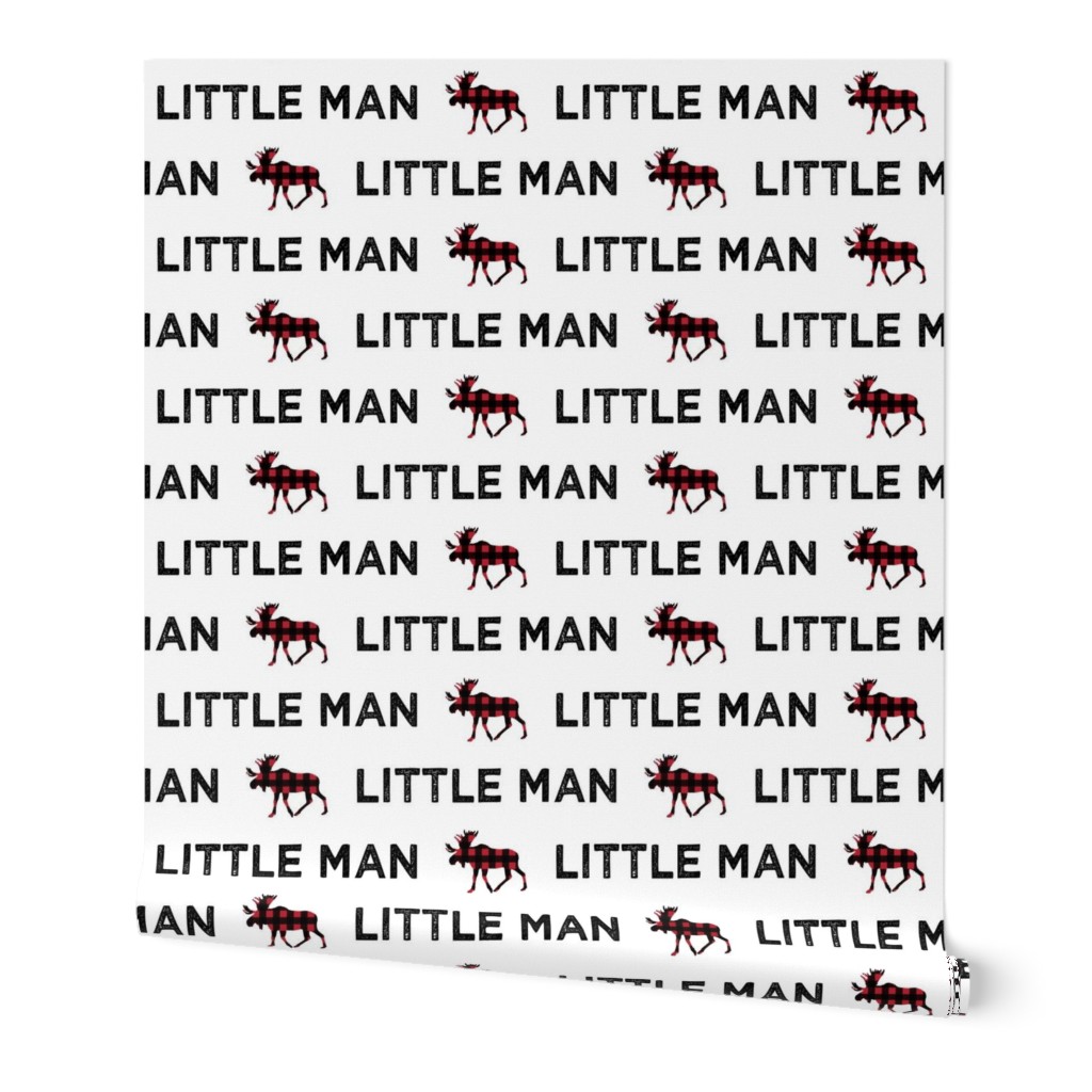 little man || plaid moose on white