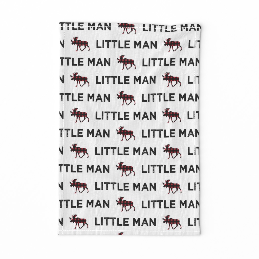 little man || plaid moose on white