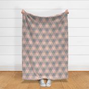 large triangle plaid - peach and grey