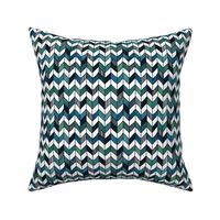 Small Painted Herringbone White, Turquoise, and Emerald