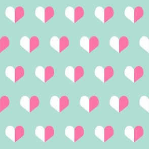 pink and mint hearts valentines fabric valentine heart fabric