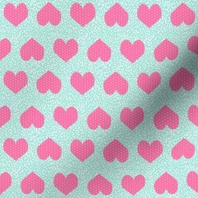 pink and mint hearts fabric valentines day love fabric