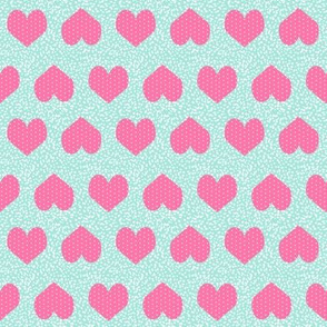 pink and mint hearts fabric valentines day love fabric