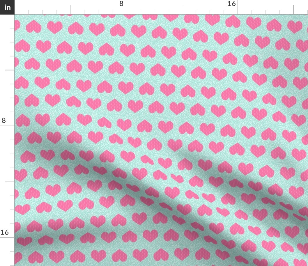 pink and mint hearts fabric valentines day love fabric