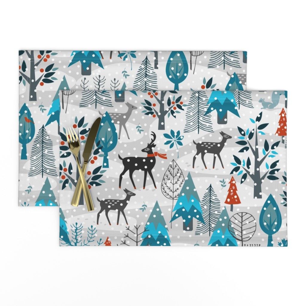 Winter Snow Woodland Animals, Enchanted Snowy Forest