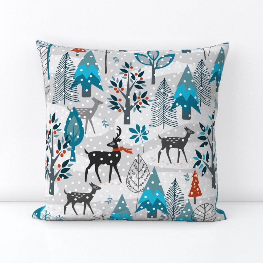 Winter Snow Woodland Animals, Enchanted Snowy Forest