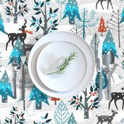 Winter Snow Woodland Animals, Enchanted Snowy Forest