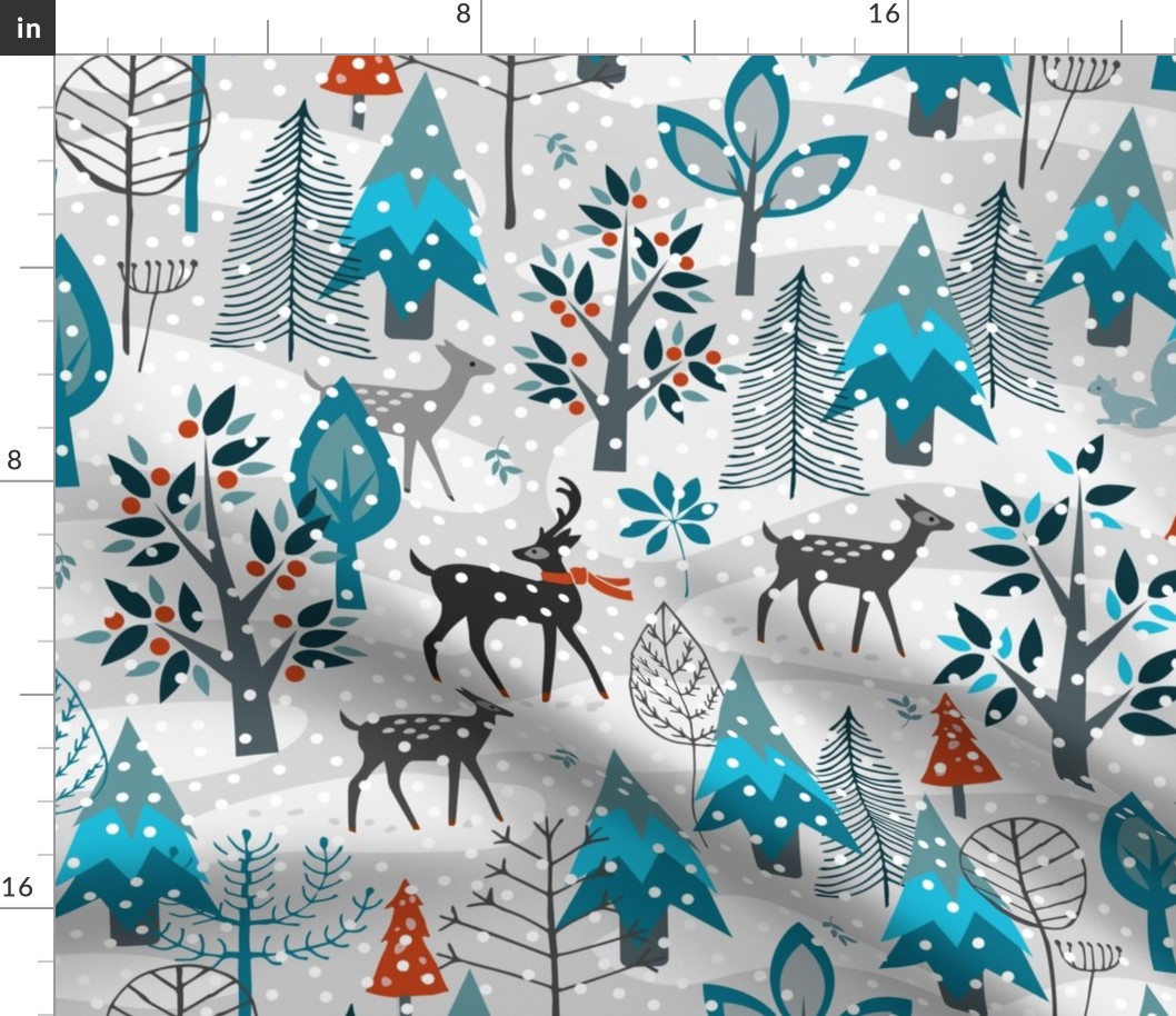 Winter Snow Woodland Animals, Enchanted Snowy Forest
