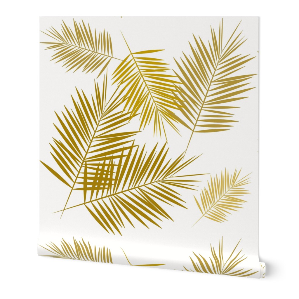 Palm leaves golden mustard tropical 