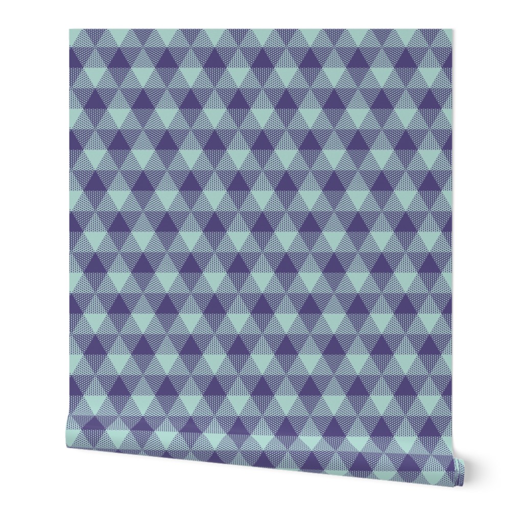 triangle gingham - purple and mint