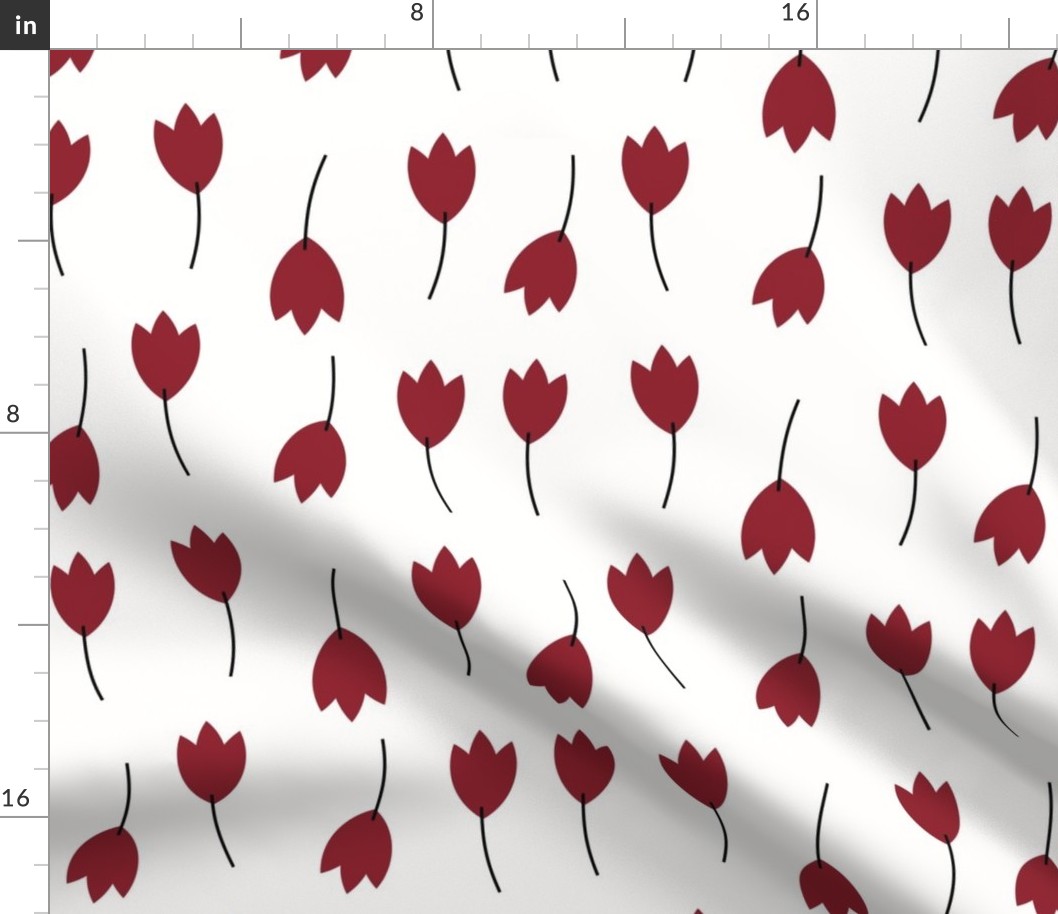 Tulips - ruby red on white floral flowers spring || by sunny afternoon