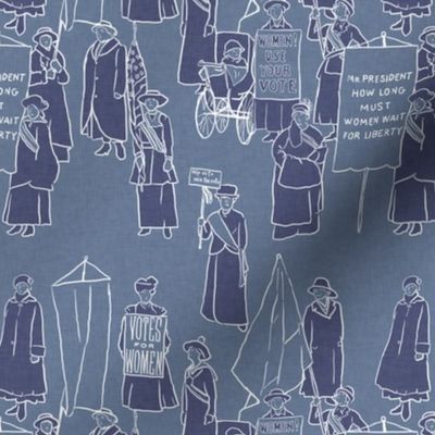 Suffragettes on Blue