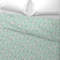 Geo elephants - mint elephants safari animals geometric black and white on mint 