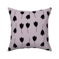 tulips - black on lavender floral flowers black tulis