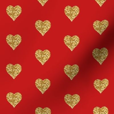 Gold Glitter Hearts // Red