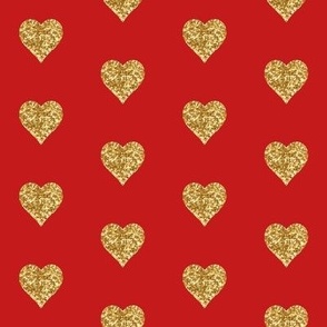 Gold Glitter Hearts // Red