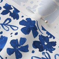 Love Blossoms Floral Pattern - Blue on Whtie