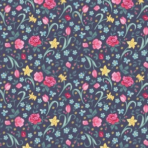 Spring Floral - Navy