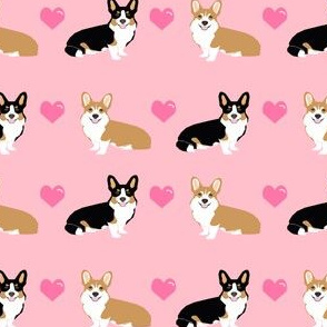 corgi love tri colored fabric corgi valentines fabric love hearts