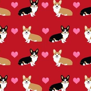 corgi love tri colored fabric corgi valentines fabric love hearts