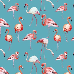 Flamingo Tropical Island Pink Flamingos Watercolor-01