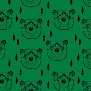bear head // geometric bear face bears fabric green nursery boys design andrea lauren fabric