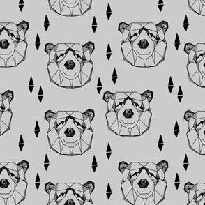 geometric bear head // grey bear face bear head geometric design nursery baby grey bears