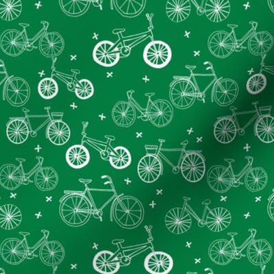 bicycles // bike fabric kelly green bicycles design andrea lauren hand-drawn illustration andrea lauren fabric bicycle print pattern