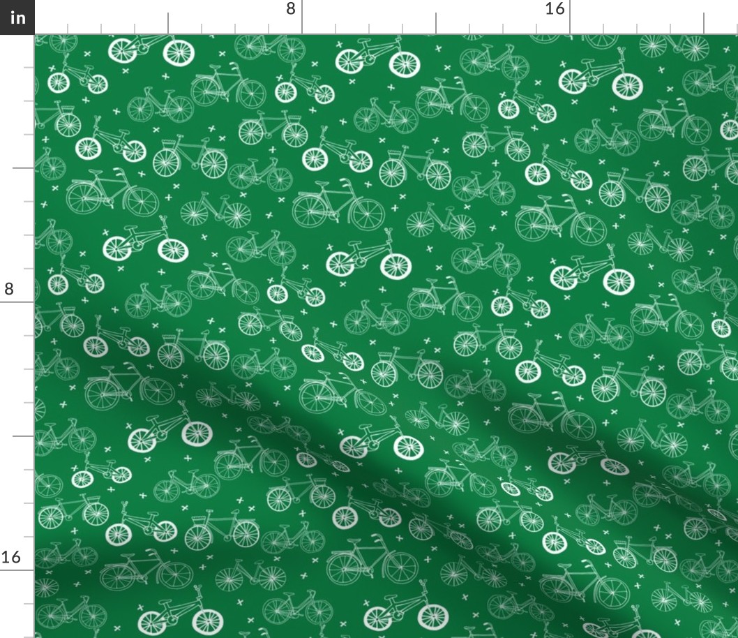 bicycles // bike fabric kelly green bicycles design andrea lauren hand-drawn illustration andrea lauren fabric bicycle print pattern