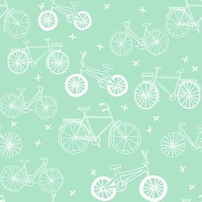 bicycles // mint green bike fabric cycle fabric hand-drawn illustration bike fabric