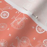 bicycles // peach bicycle fabric hand-drawn bike fabric cycle fabric andrea lauren fabric