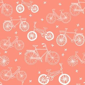 bicycles // peach bicycle fabric hand-drawn bike fabric cycle fabric andrea lauren fabric